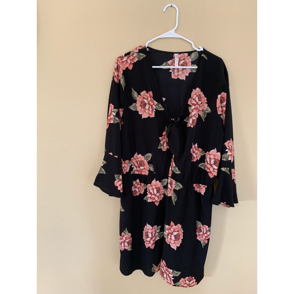 Black floral plus size romper